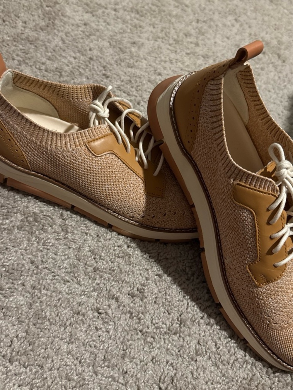 Cole Haan Women's Knit Lace-Up Sneakers in Tan and White